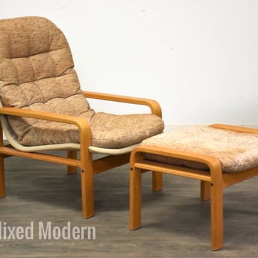 Oak Lounge Chair and Ottoman by Brigger 