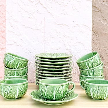 Set of Secia Portugal Lettuce Teacups and Saucers