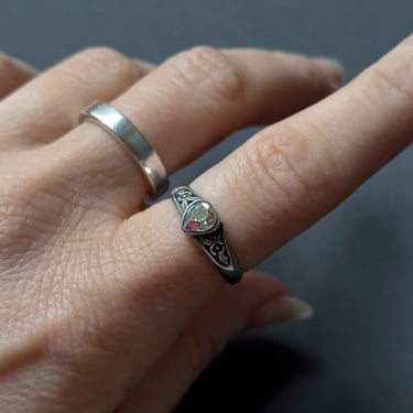 Opal Heart Sterling Ring 