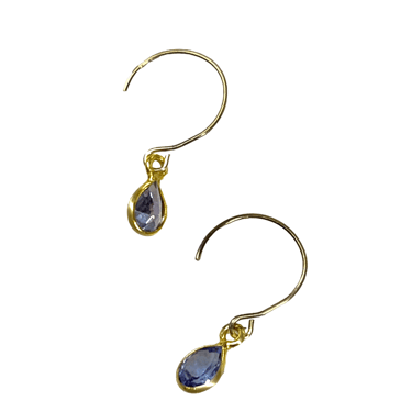 Margaret Solow | 14k hoop earrings with 18k tanzanite