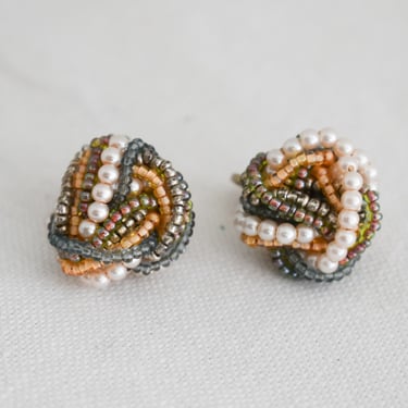 1950s/60s Bead Knot Clip Earrings 