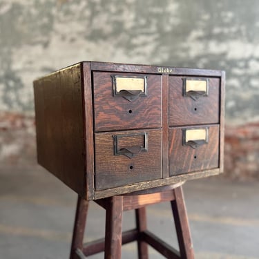 Antique Globe 4 Drawer Oak Index Filer 