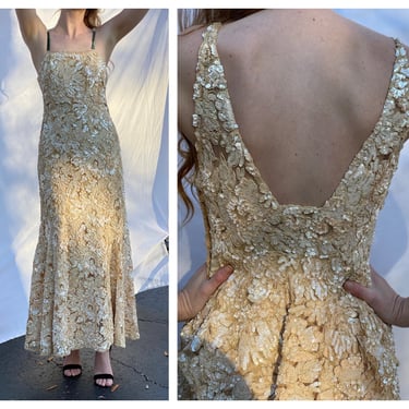 1930s Fully Sequined Evening Gown / RARE Art Deco Bombshell Mermaid Couture Evening Gown / Couture Wedding Gown /Thirties Hollywood Starlet 