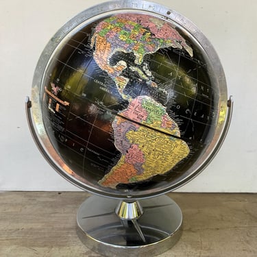 Mid Century Modern Black Globe, Replogle 12