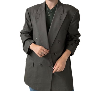Vintage Mens Burberry 100% Wool Brown Double Breasted Dark Academia Blazer 46R 