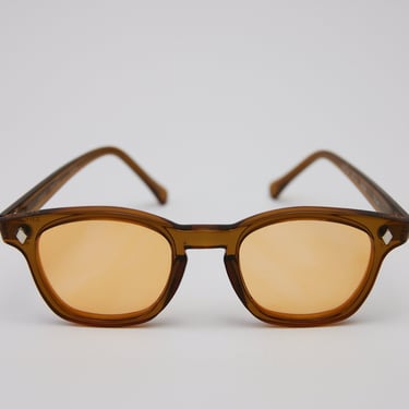 QMC Customized Safety Glasses, Honey Frames and Blue Blocker Lenses 