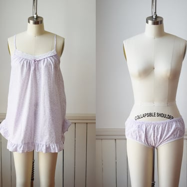 1980s Micro Floral Print Cami and Underpants Set | S 