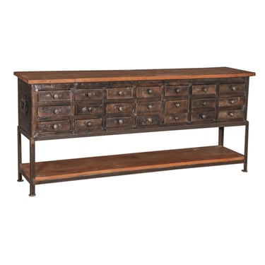 Teak &amp; Iron Chest with Drawers