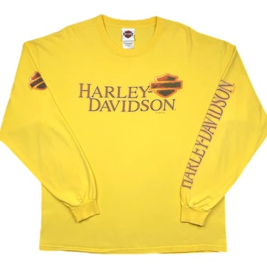 Vintage Y2K Harley Davidson South Lake Tahoe California Fire and Flames Long Sleeve Graphic T-Shirt Size XL 