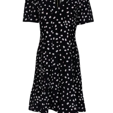 Kate Spade - Black Short Sleeve Square Polka Dot Print Dress Sz 8