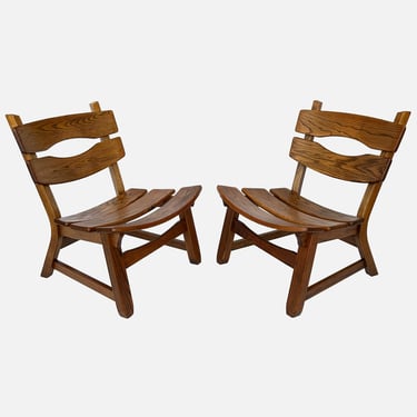 Pair Oak Lounge Chairs by Dittmann & Co