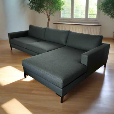 PERCH Furniture Pine Green Wool Blend Lowe Sofa w/Chaise 266-1