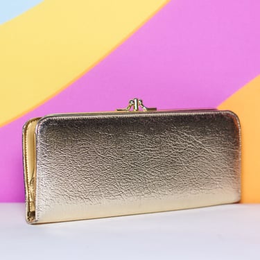 Vintage 1960s Gold Kiss Clasp Wallet 