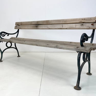 19th Century Cast Iron & Wood Solid Bench / Antique Bench 