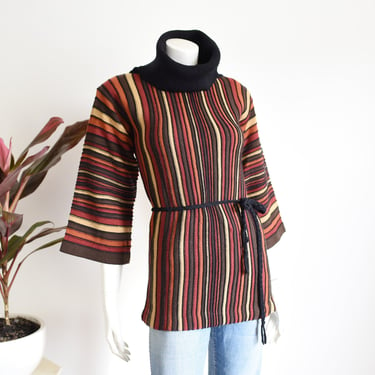 1970s Striped Turtleneck Sweater - M 