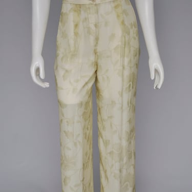 vintage 1990s Giorgio Armani Collezioni silk floral printed pants trousers S 
