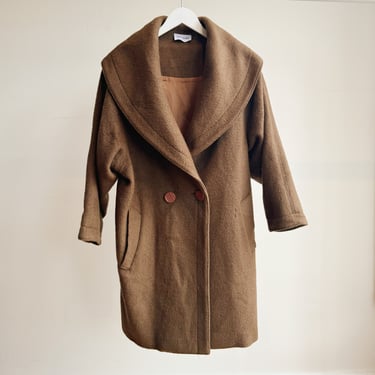 Tobacco Wool Shawl Coat