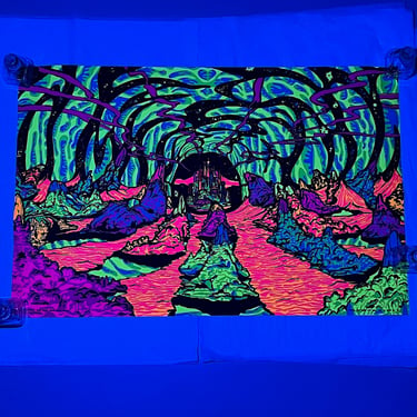 1970s Psychedelic Black Light Poster - 2000 Light Years from Home - Michael Rhodes - Vintage The Third Eye Wall Art - Rare - AS IS 