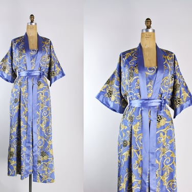 70s Contessa Di Roma Two Piece Set / Vintage Lingerie / Peignoir / Vintage Robe / Size S/M 