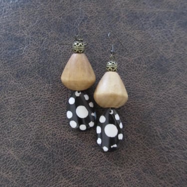 Carved bone and wooden earrings 5 