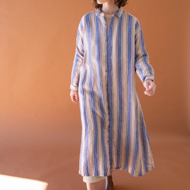 Ichi Antiquités Linen Stripes Shirt Dress