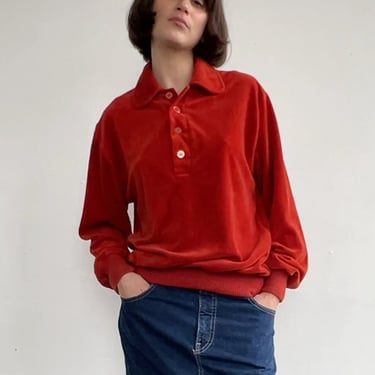 Rust Velour Collared Top (M/L)