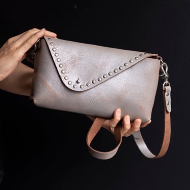 Silver Studded Leather Crossbody Bag