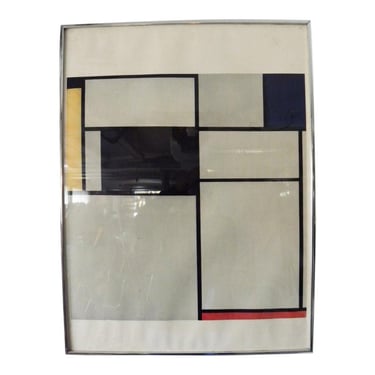 Vintage Mid Century Modern Mondrian Style Print 
