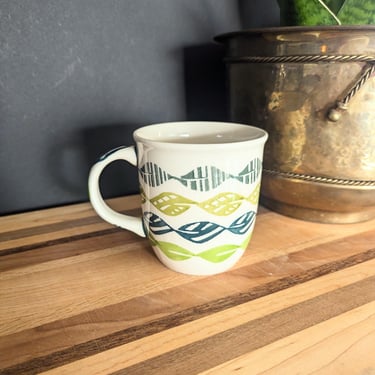 Blue Rose Polish Pottery Francesca Mug - Green Streamers 