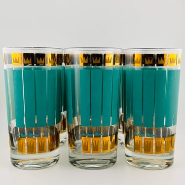 Fred Press Turquoise Crown Glassware