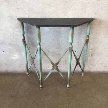 1940's Hollywood Regency Metal Console With Slate Top