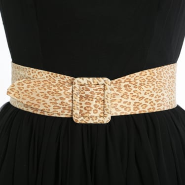 Vintage 80s 90s leather leopard print belt 