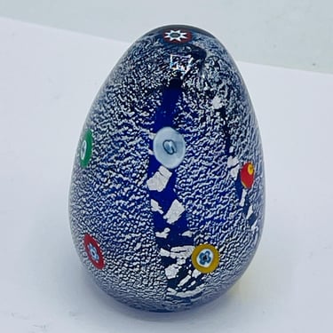 Antica Murrina Veneziana Murano Millefiori Art Glass Paperweight Baccerini- egg Shaped- Great Condition 