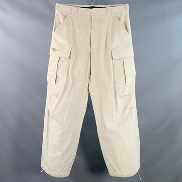 PRADA Size L Beige Stone Pinwale Corduroy Cotton Cargo Casual Pants