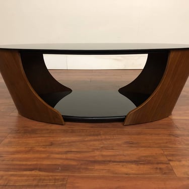Vintage Bent Wood Oval Glass Coffee Table
