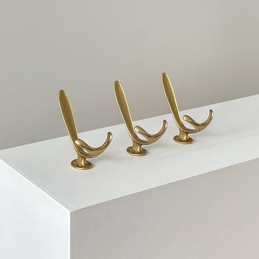 1960s – Set of 3 mid-century aluminum wall hooks 