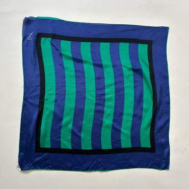 1980s Kenzo Blue Green and Black Silk Scarf