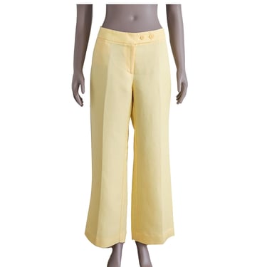 Yellow Linen Trousers Lightweight Mid Rise Pants Casual Beachwear Summer Outfit Formal Evening Work Office Trousers Casual Wide Leg Pants 