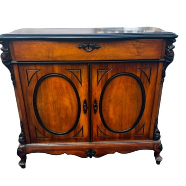 19th Century Dutch Biedermeier Solid Walnut Two-Door Cabinet &amp; Drawer Horrix Den Haag Style , 1870c