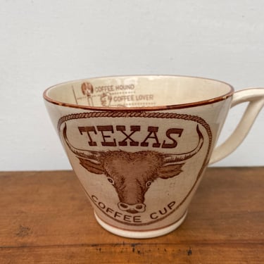 Vintage Texas Coffee Cup, Texas Long Horns, Coffee Drinkers,  Coffee Mug 