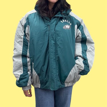 Vintage Philadelphia Eagles Jacket Retro 1990s National Football League + Size XXL + NFL + Philly Sports + Zip Up + Go Birds + Unisex 