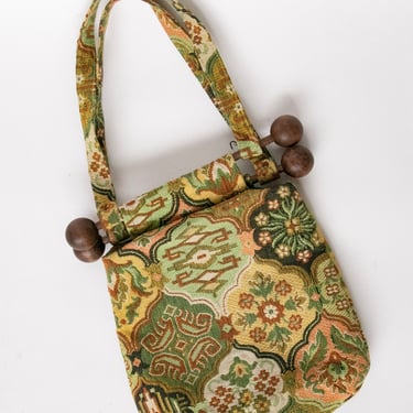 1960s Purse Tapestry Fabric Tote Hand Bag 