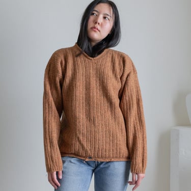 Vintage heathered rust wool distressed sweater // L (2344) 