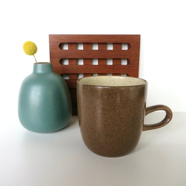 Vintage Heath Ceramics Studio Mug in Sandalwood, Edith Heath Low Handle Coffee Cup, Modernist Ceramics From Saulsalito 
