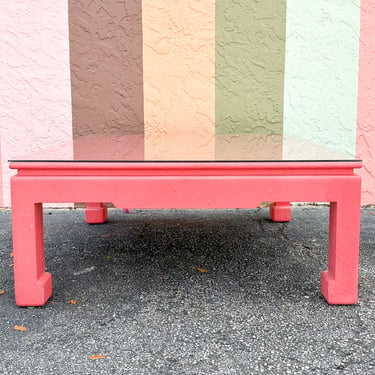 Hot Pink Linen Wrapped Ming Coffee Table