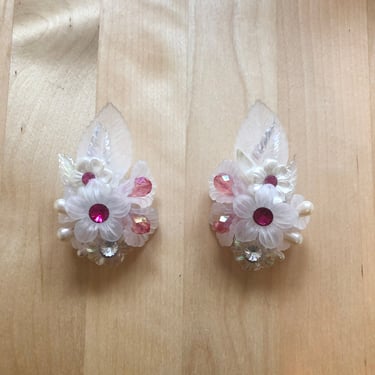 Large Floral Clip-On Earrings - 1980s 