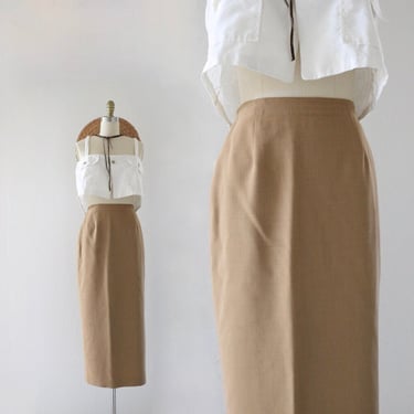 camel wool maxi skirt - 26 - vintage 90s y2k tan beige brown womens straight long simple minimal classic skirt size 4 small 
