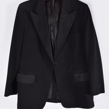 1970's TUXEDO JACKET Black Vintage Men's Suit Blazer Polyester Disco era 