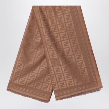 Fendi Camel Wool And Silk Scarf Women