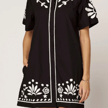 Riya Mini Dress in Black/Ivory
